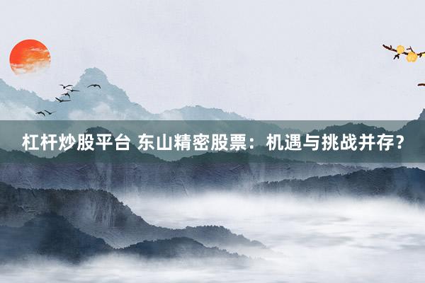 杠杆炒股平台 东山精密股票：机遇与挑战并存？