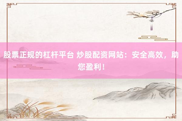 股票正规的杠杆平台 炒股配资网站：安全高效，助您盈利！