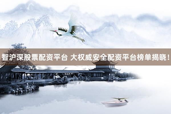 智沪深股票配资平台 大权威安全配资平台榜单揭晓！