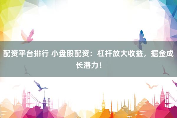 配资平台排行 小盘股配资：杠杆放大收益，掘金成长潜力！