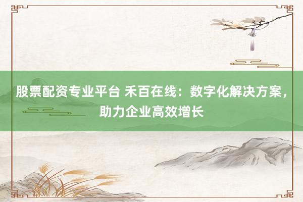 股票配资专业平台 禾百在线：数字化解决方案，助力企业高效增长