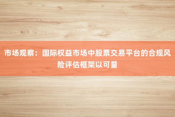 市场观察：国际权益市场中股票交易平台的合规风险评估框架以可量